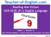 NEW OCR GCSE English (9-1) Reading Non-fiction Texts Teaching Resources (slide 1/95)